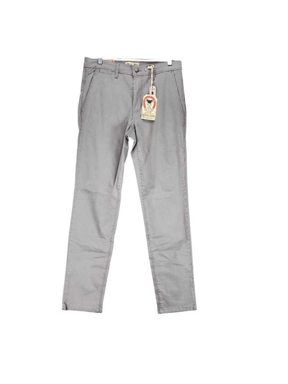 Devil Dog Pants Mens 30x32 Gray Stretch Mid Rise Slim Chino *NWT*